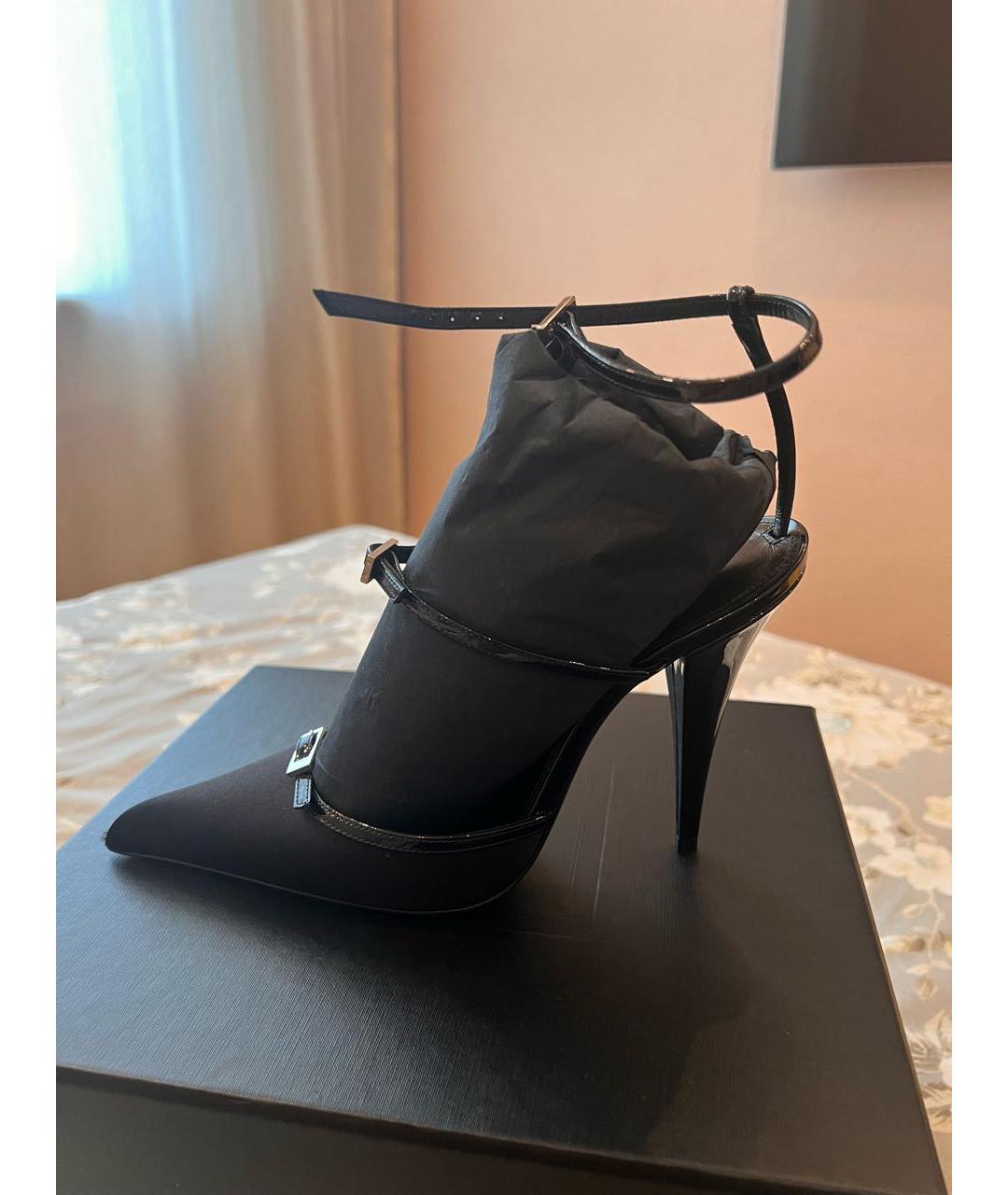SAINT LAURENT Черные кожаные босоножки, фото 6