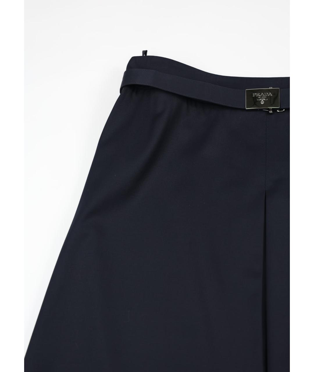 PRADA Синяя шерстяная юбка мини, фото 2