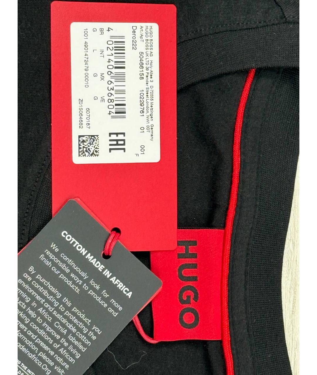 HUGO BOSS Черная хлопковая футболка, фото 2