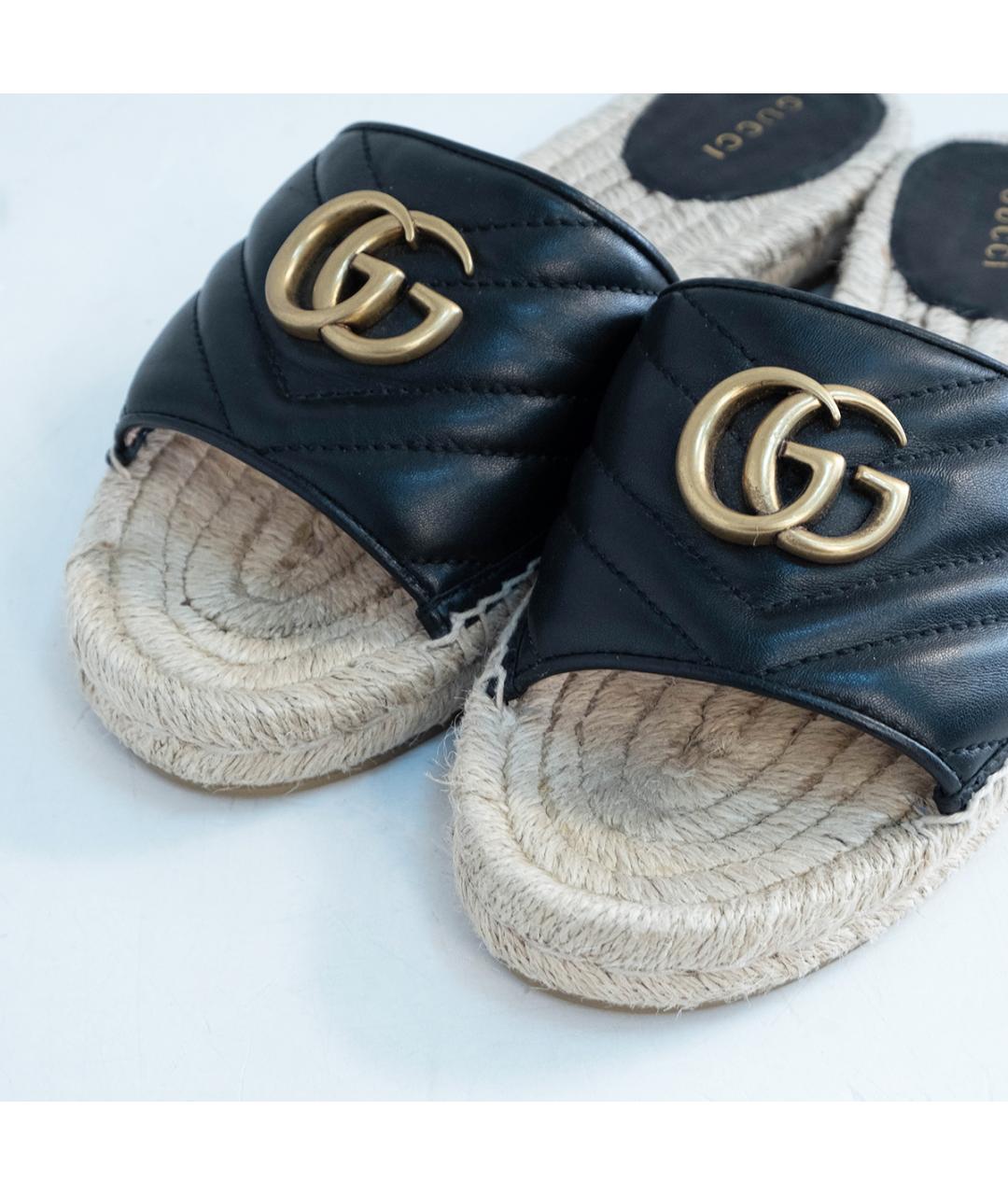GUCCI Черные кожаные шлепанцы, фото 3