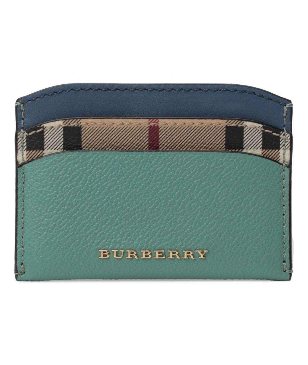 BURBERRY Бирюзовый кожаный кардхолдер, фото 1