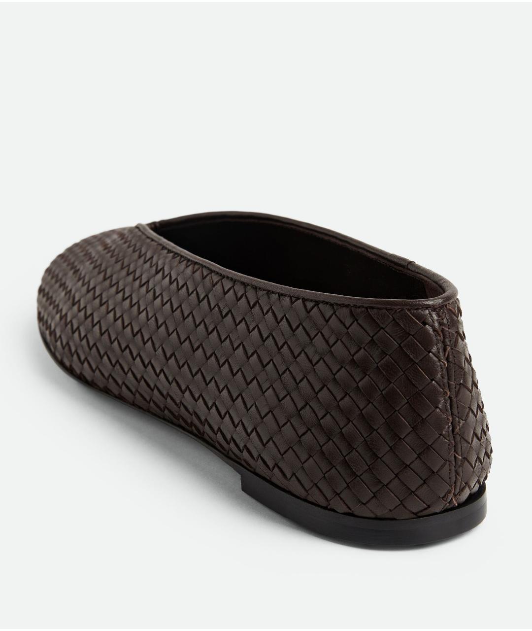BOTTEGA VENETA Коричневые кожаные балетки, фото 3