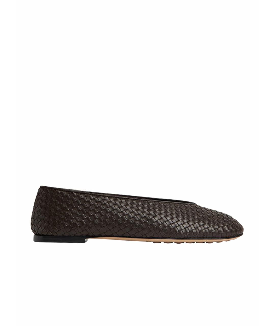 BOTTEGA VENETA Коричневые кожаные балетки, фото 1