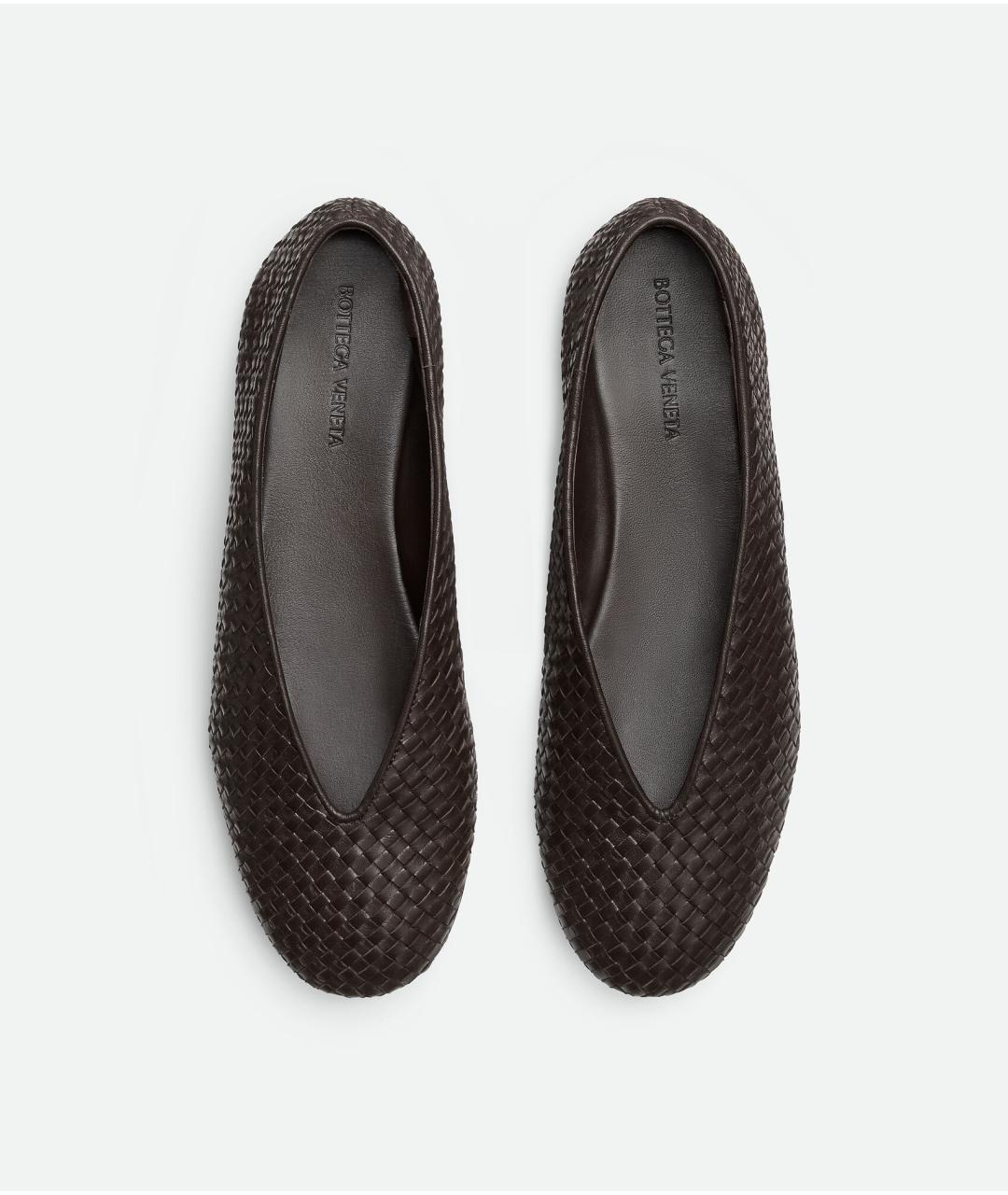 BOTTEGA VENETA Коричневые кожаные балетки, фото 2