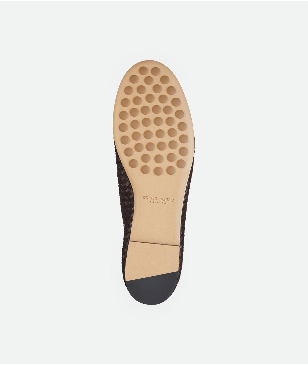BOTTEGA VENETA Коричневые кожаные балетки, фото 4
