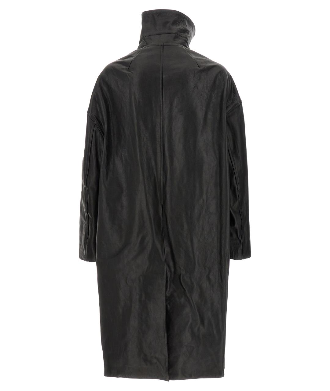 RICK OWENS Черное кожаное пальто, фото 2