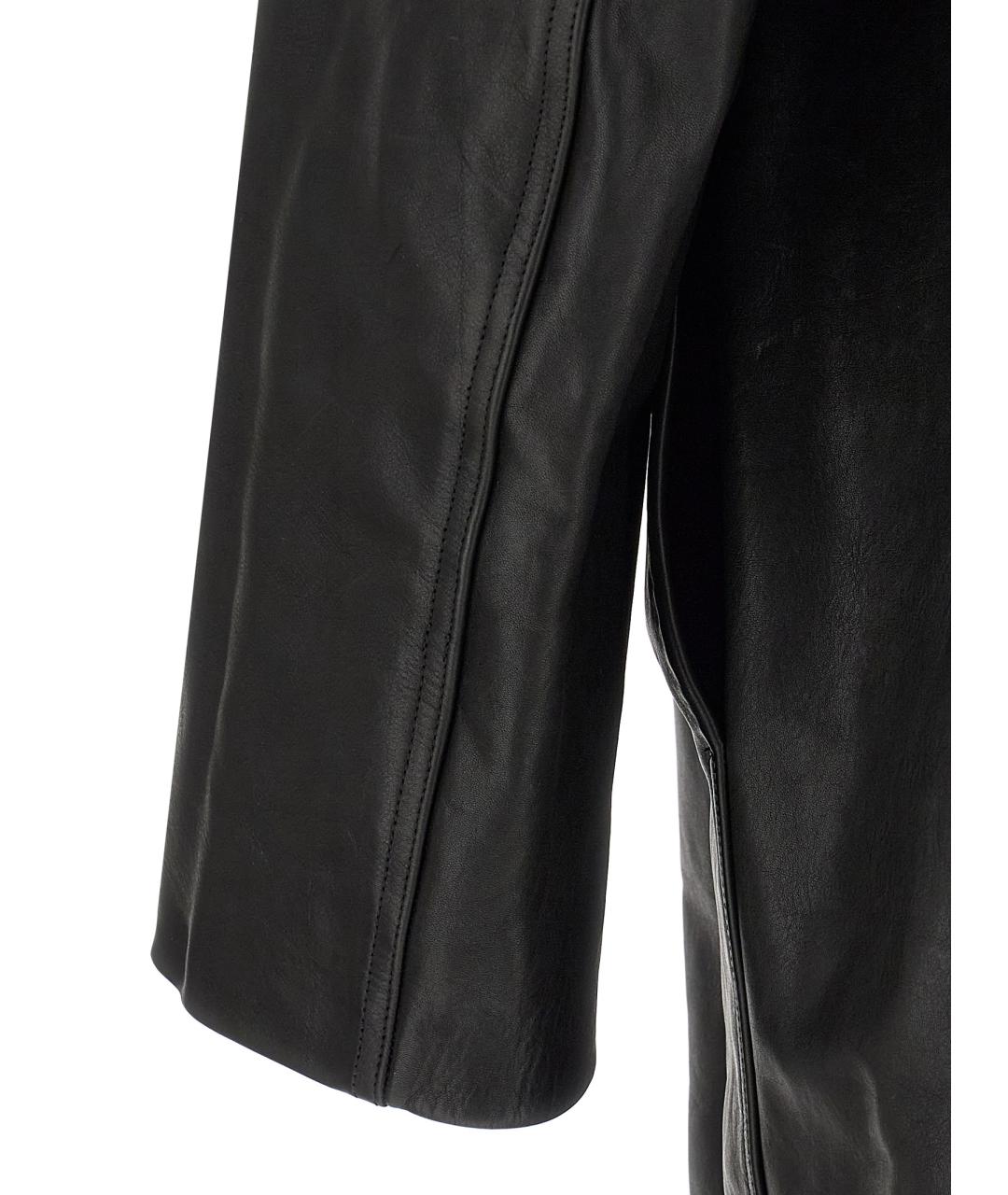 RICK OWENS Черное кожаное пальто, фото 4