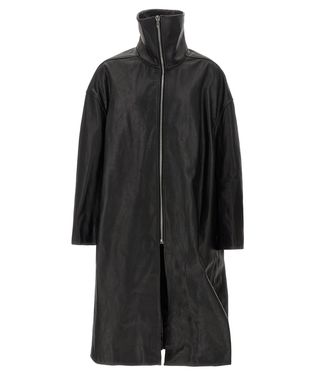 RICK OWENS Черное кожаное пальто, фото 1