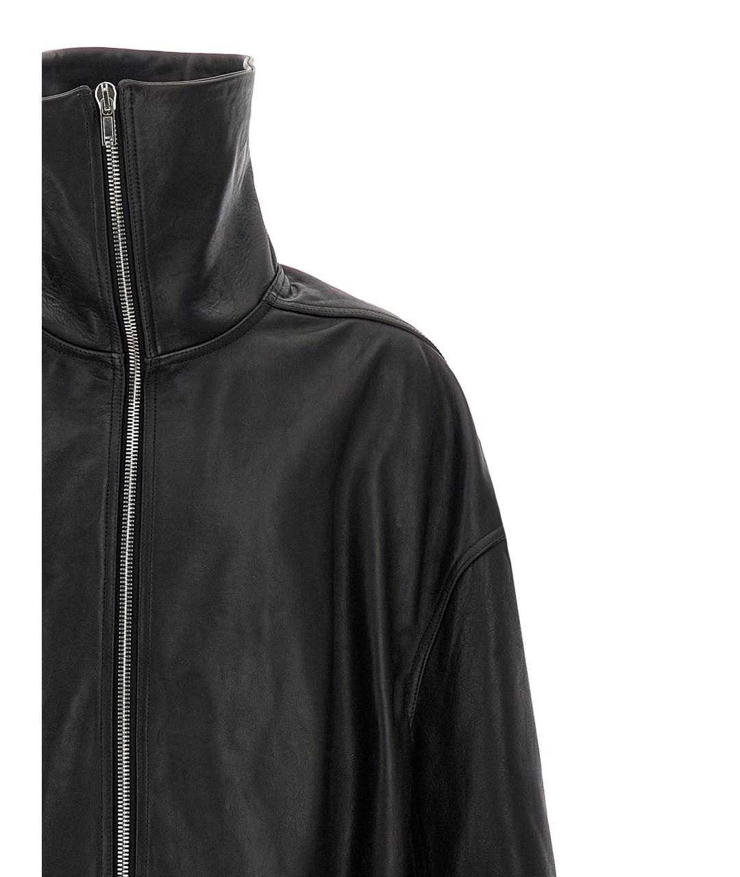 RICK OWENS Черное кожаное пальто, фото 3
