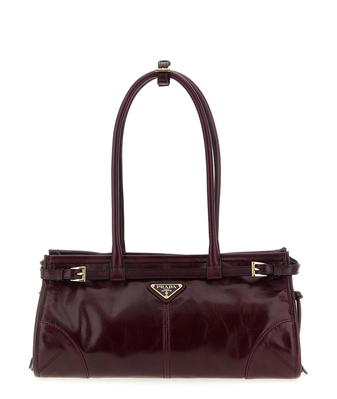 PRADA Бордовая кожаная сумка через плечо, фото 1
