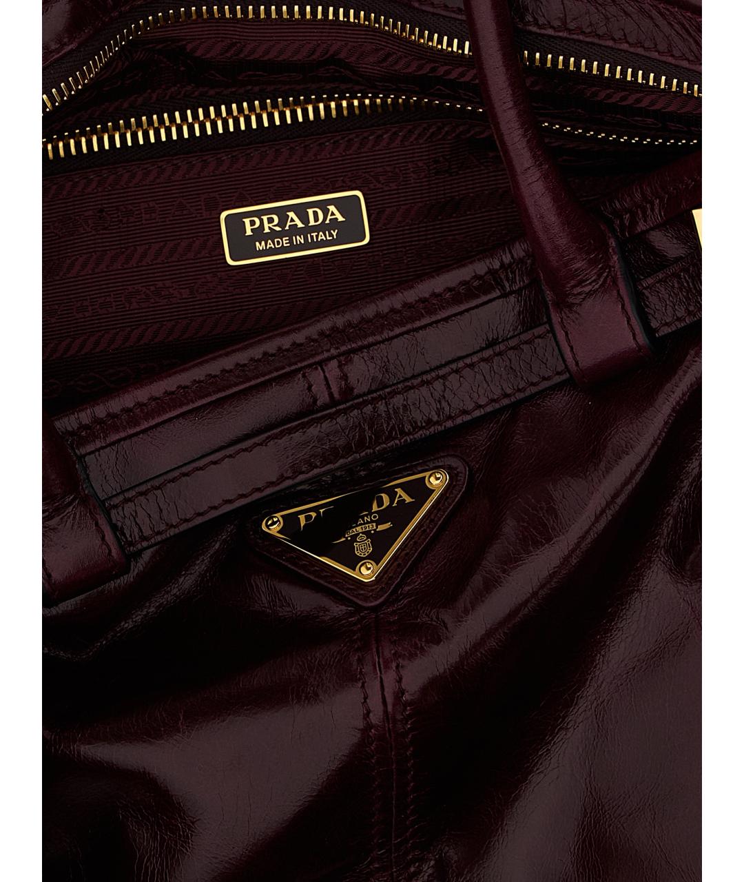 PRADA Бордовая кожаная сумка через плечо, фото 4
