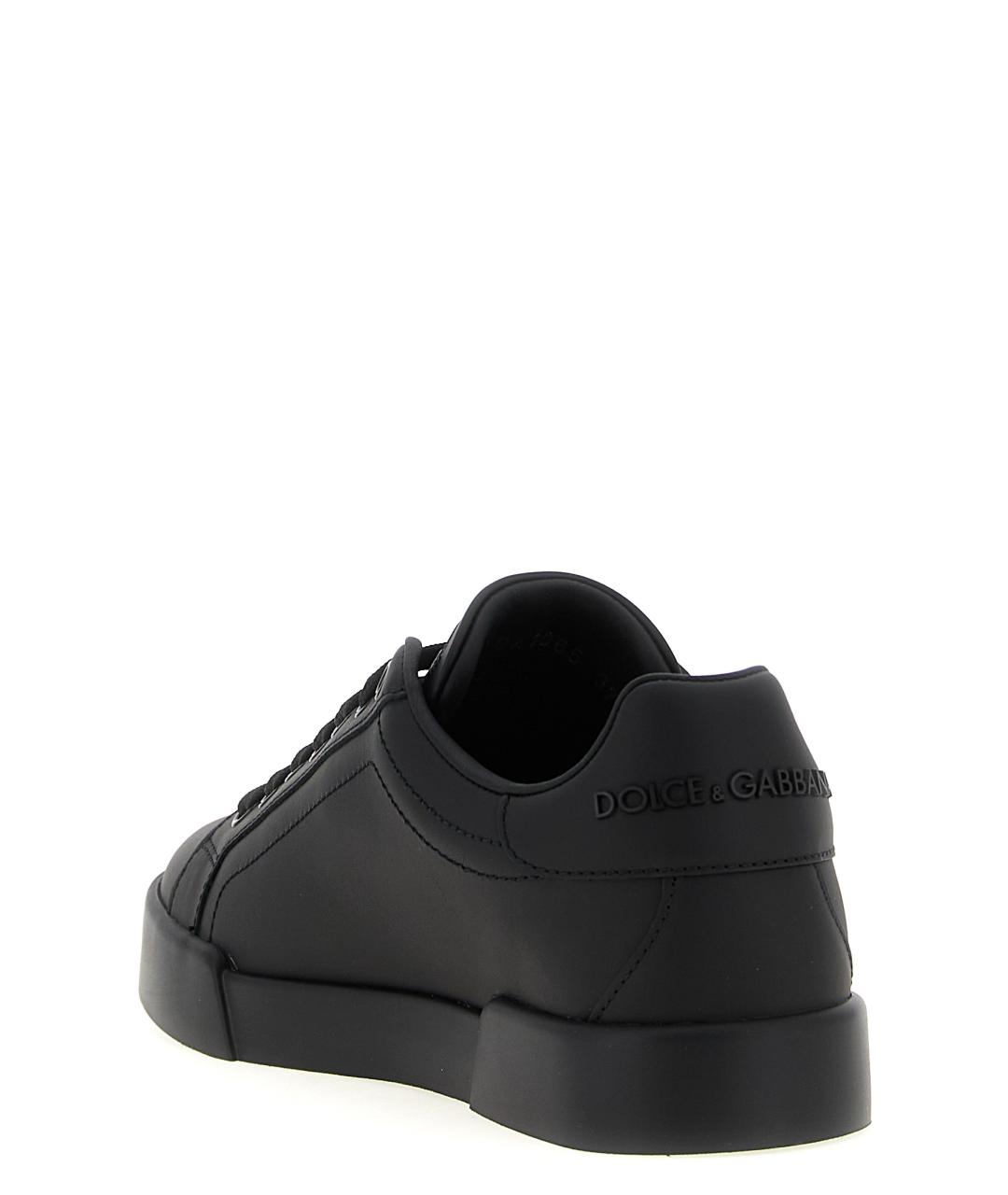 DOLCE&GABBANA Черные кожаные кеды, фото 3
