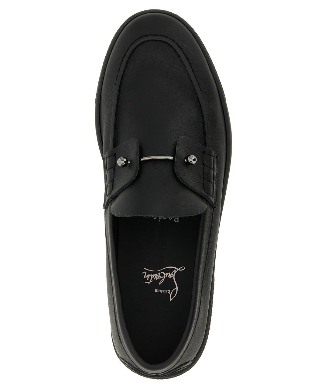 CHRISTIAN LOUBOUTIN Черные кожаные лоферы, фото 4