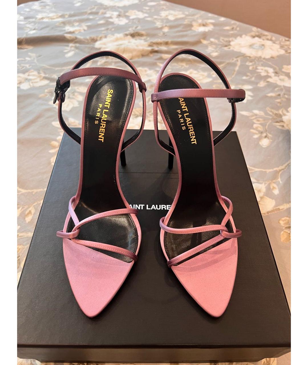 SAINT LAURENT Фиолетовые кожаные босоножки, фото 2