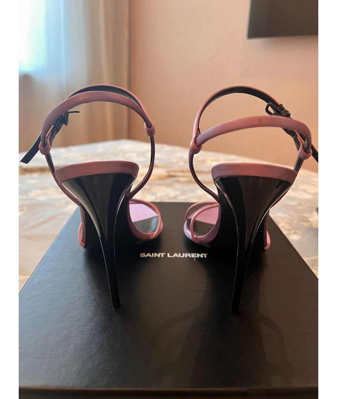 SAINT LAURENT Фиолетовые кожаные босоножки, фото 4