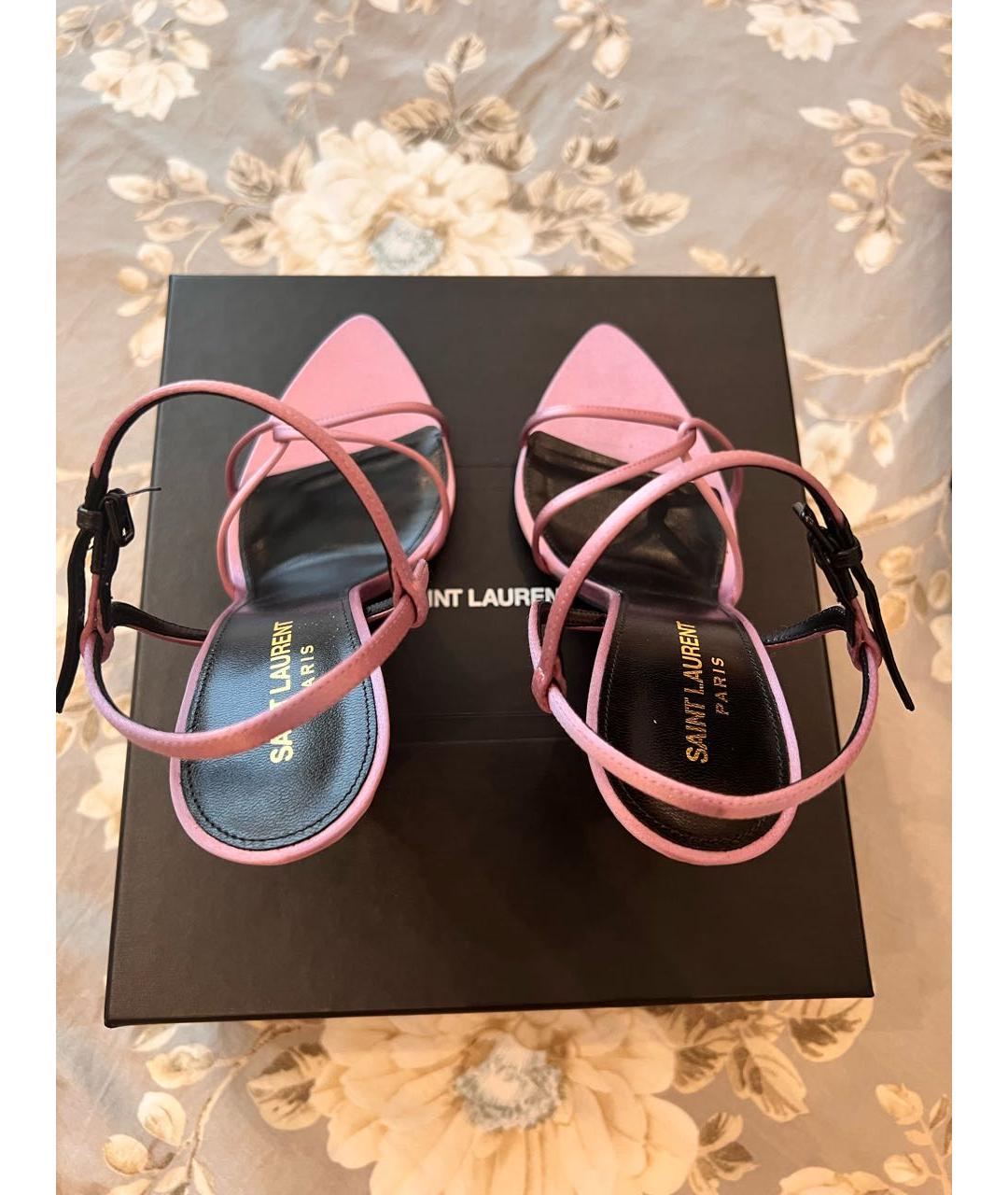SAINT LAURENT Фиолетовые кожаные босоножки, фото 3