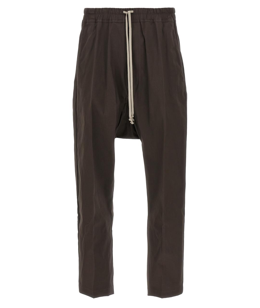 RICK OWENS Коричневые хлопковые повседневные брюки, фото 1