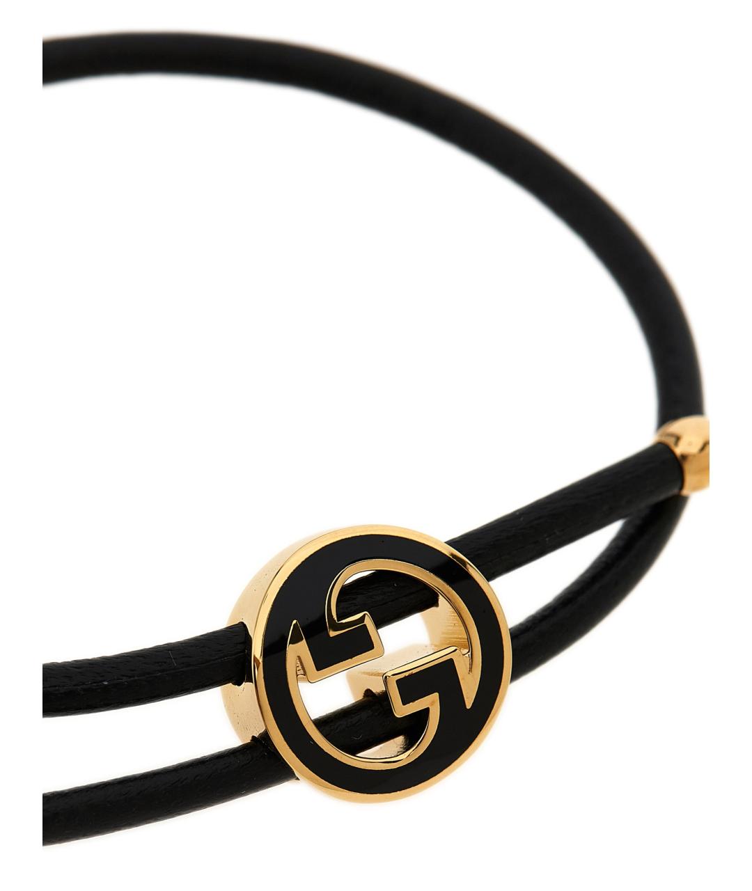 GUCCI Черный кожаный браслет, фото 3