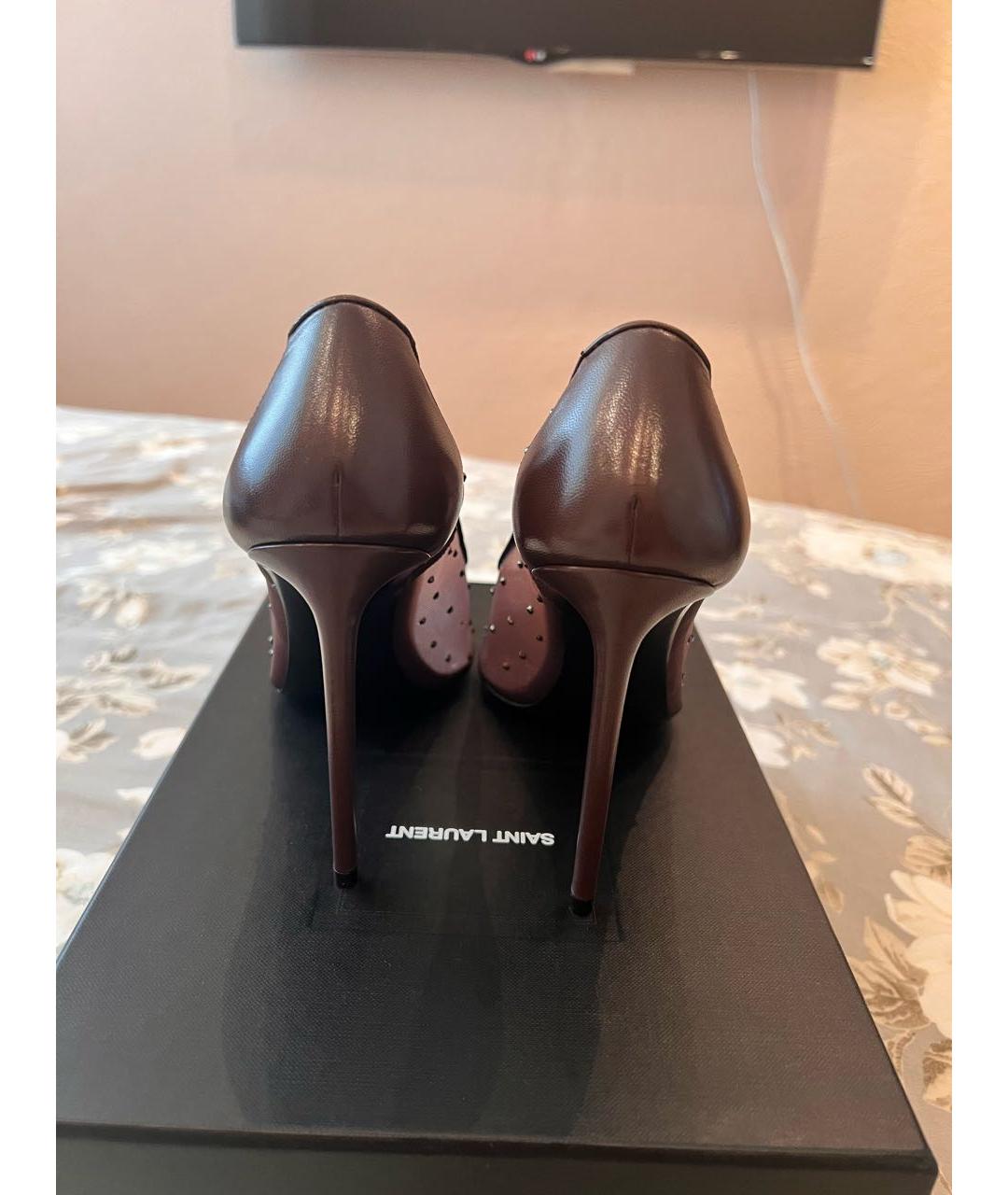SAINT LAURENT Коричневые текстильные туфли, фото 4