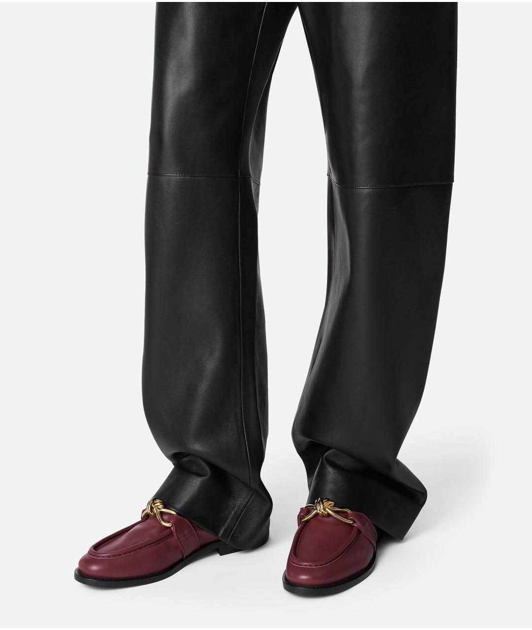 BOTTEGA VENETA Бордовые кожаные лоферы, фото 2