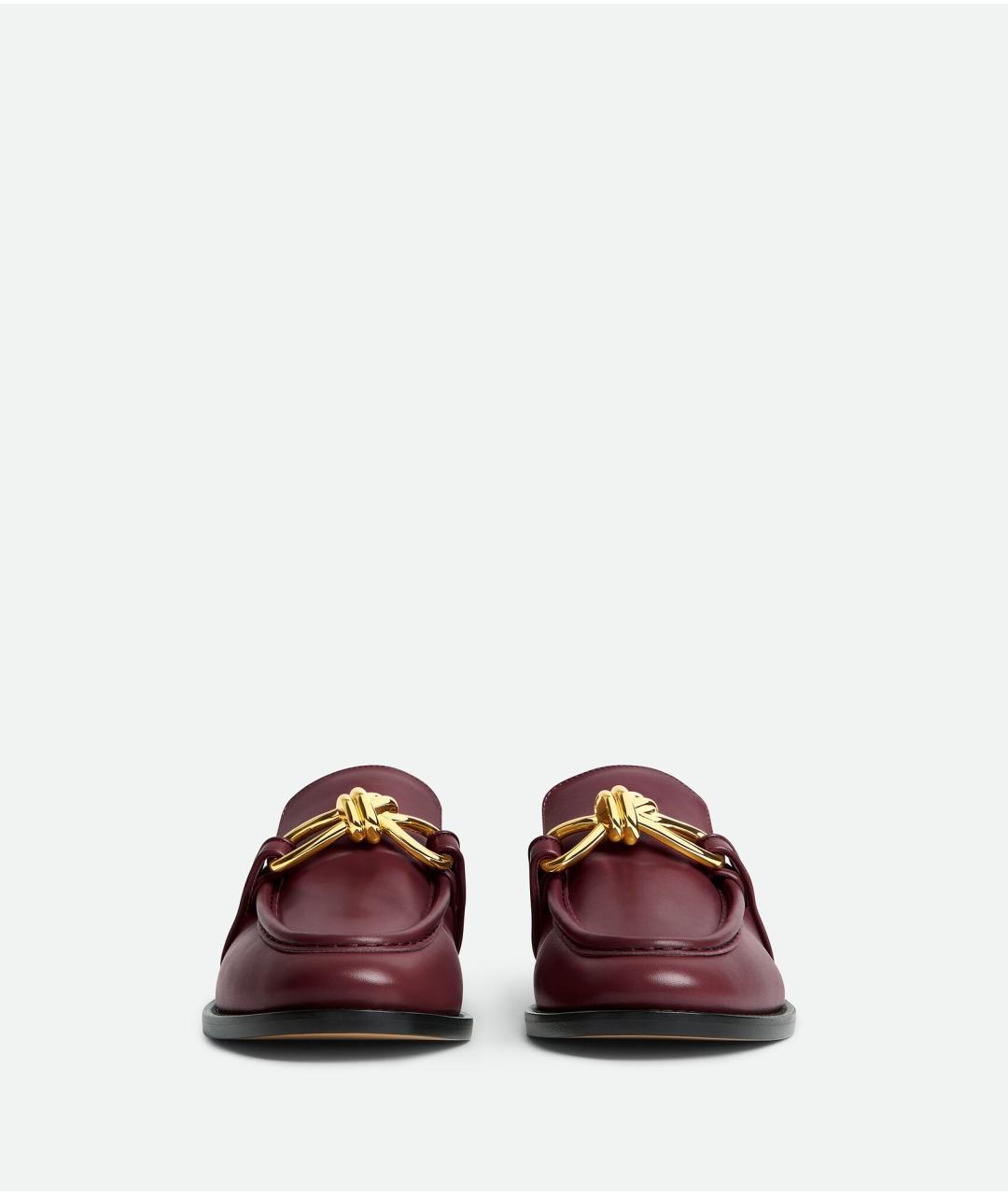 BOTTEGA VENETA Бордовые кожаные лоферы, фото 4