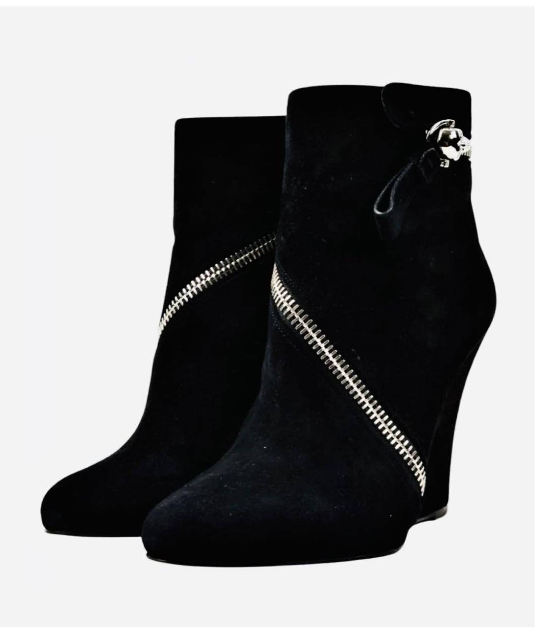 ALEXANDER MCQUEEN Черные замшевые полусапоги, фото 2
