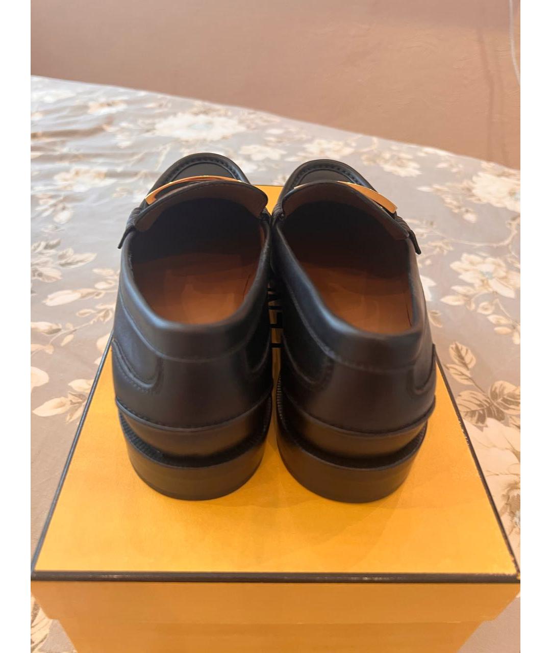 FENDI Черные кожаные лоферы, фото 3