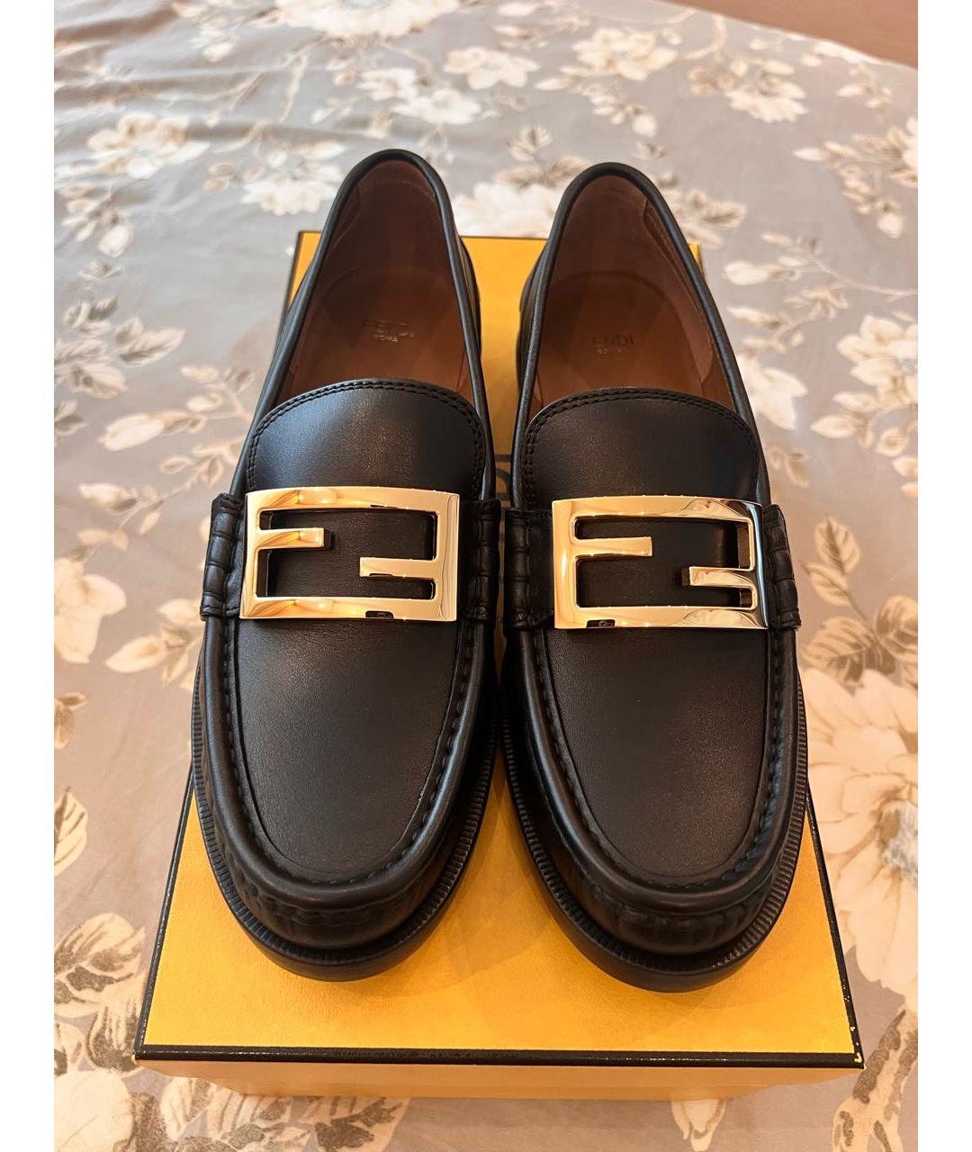 FENDI Черные кожаные лоферы, фото 2