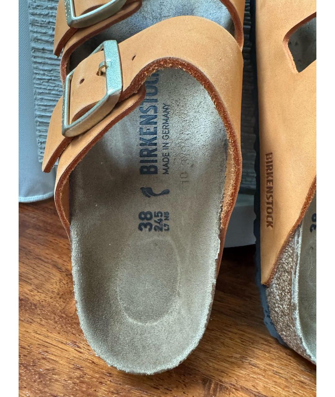 BIRKENSTOCK Оранжевое кожаные шлепанцы, фото 7
