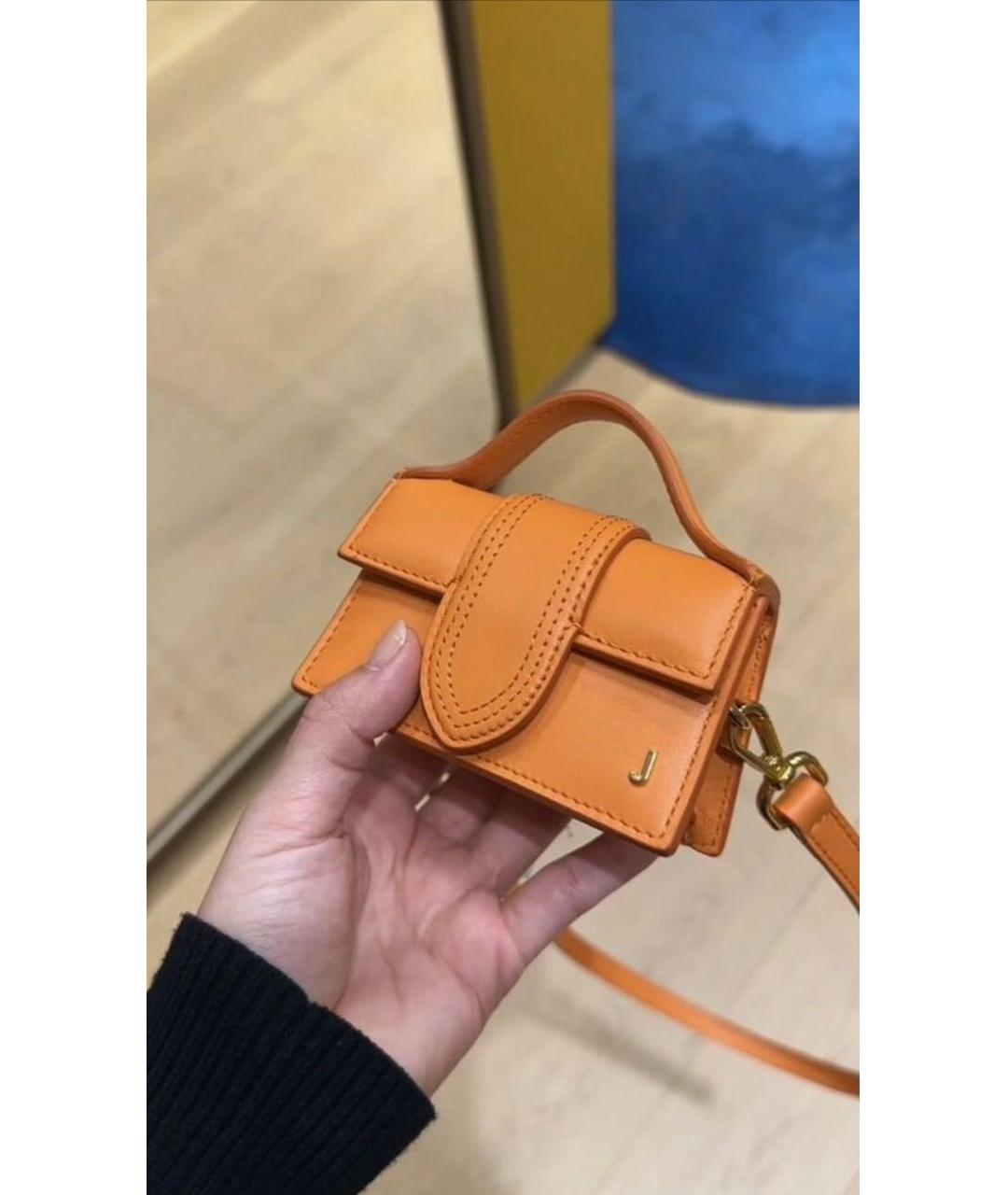 JACQUEMUS Оранжевая кожаная сумка через плечо, фото 3