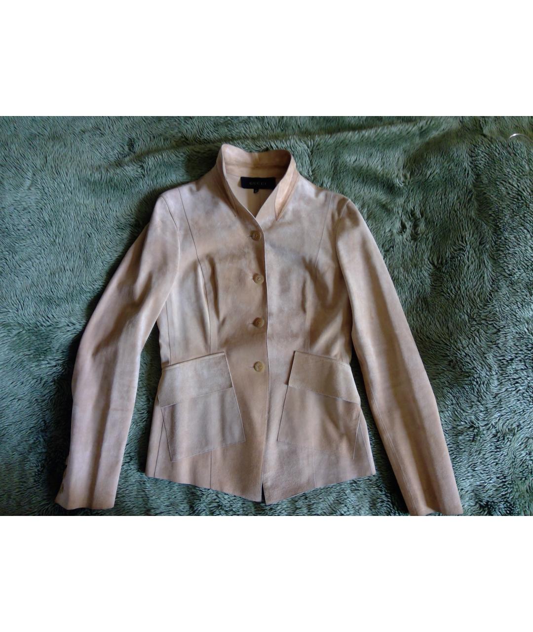 GUCCI Бежевый замшевый жакет/пиджак, фото 2