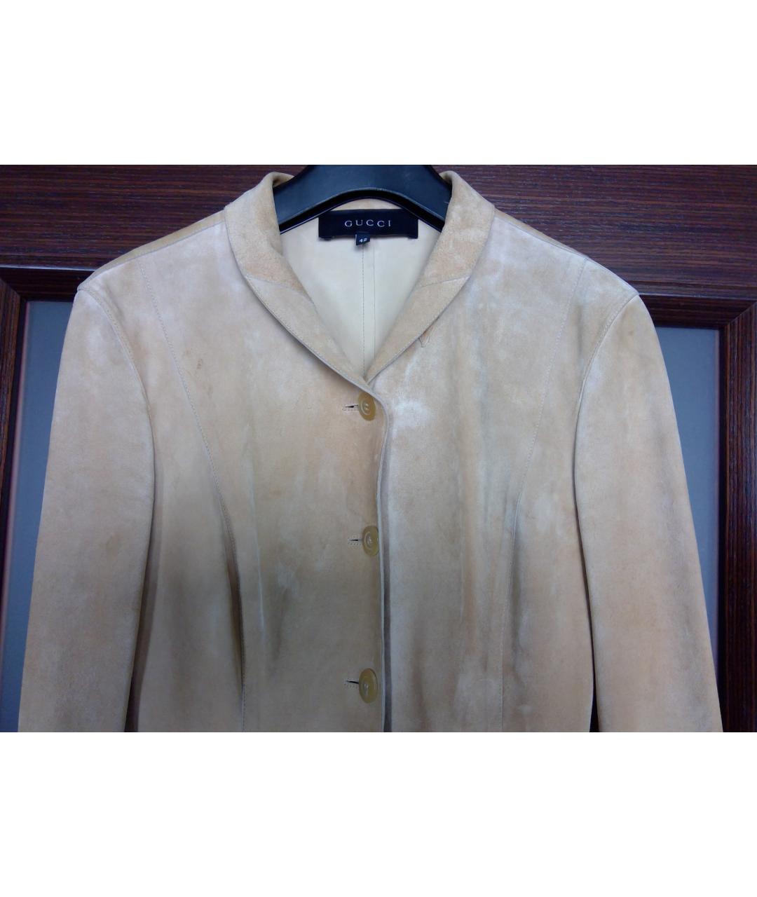 GUCCI Бежевый замшевый жакет/пиджак, фото 6