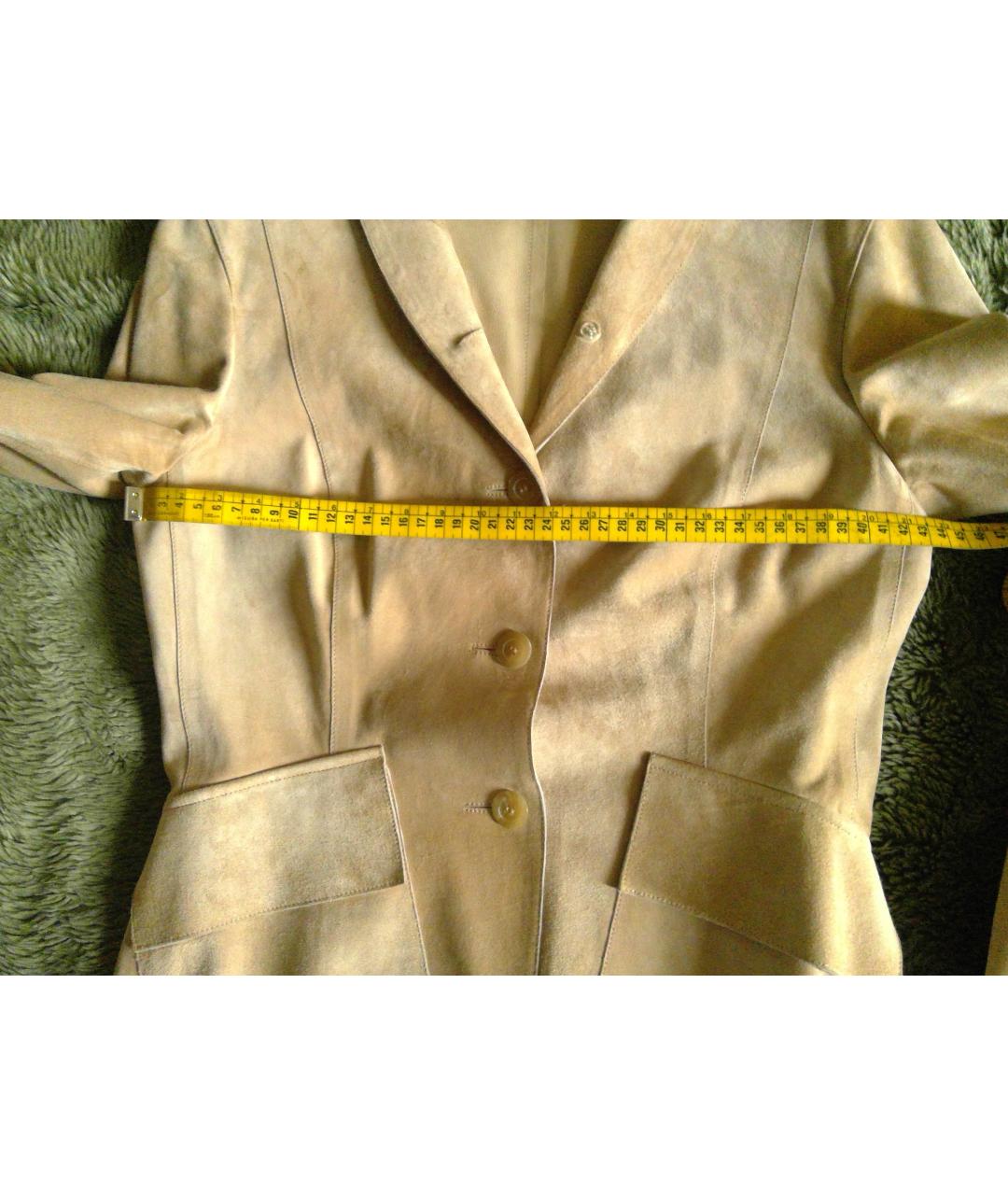 GUCCI Бежевый замшевый жакет/пиджак, фото 9