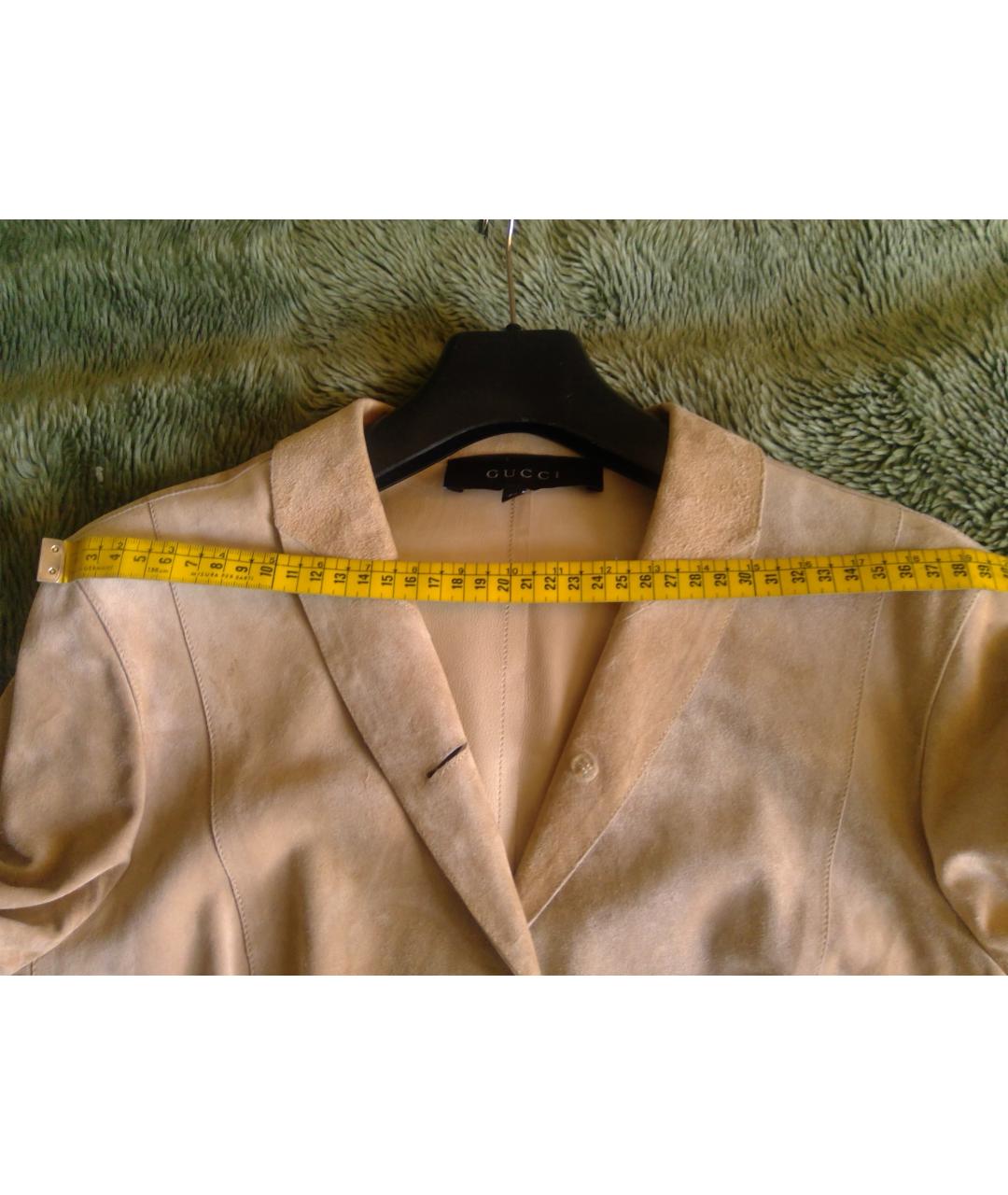 GUCCI Бежевый замшевый жакет/пиджак, фото 8