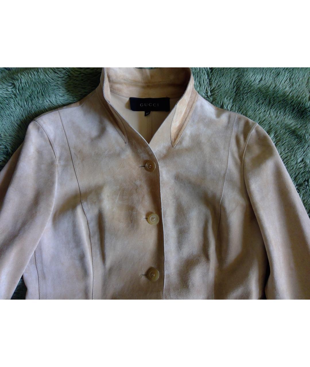 GUCCI Бежевый замшевый жакет/пиджак, фото 4