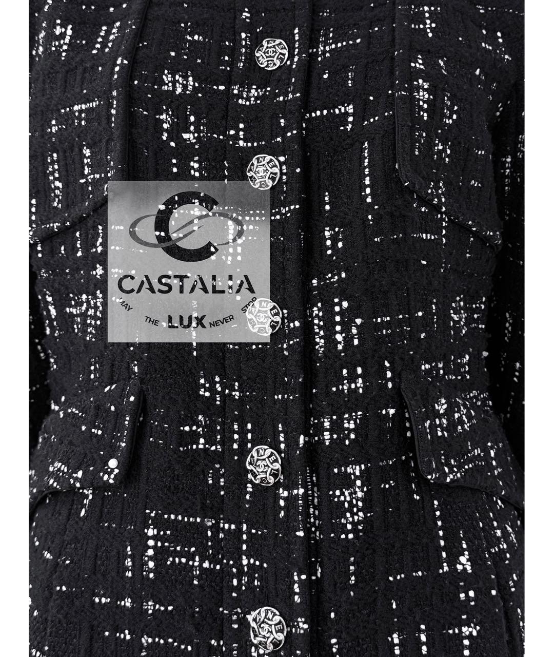 CHANEL Черный твидовый жакет/пиджак, фото 6