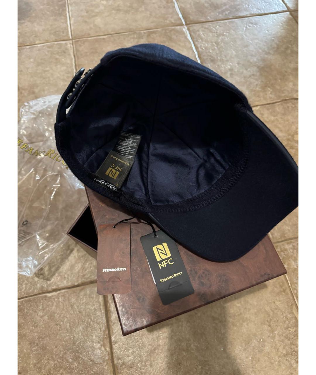 STEFANO RICCI Темно-синяя кашемировая кепка/бейсболка, фото 6