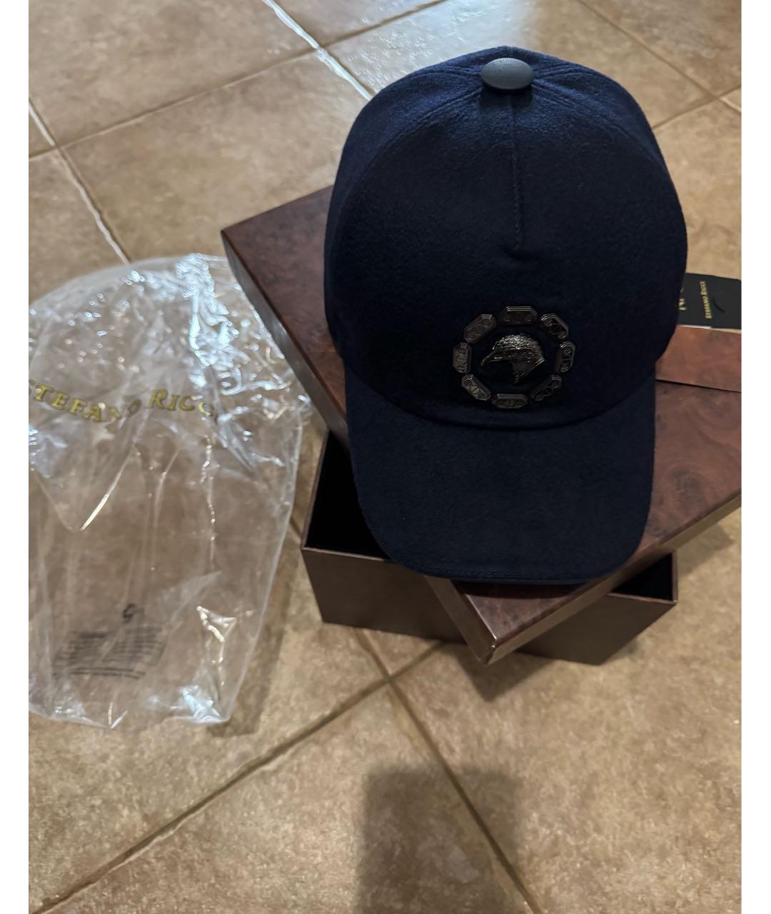 STEFANO RICCI Темно-синяя кашемировая кепка/бейсболка, фото 3