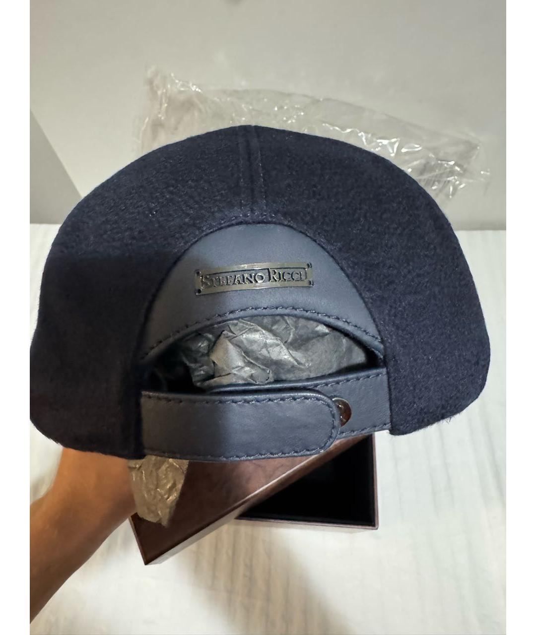 STEFANO RICCI Темно-синяя кашемировая кепка/бейсболка, фото 4