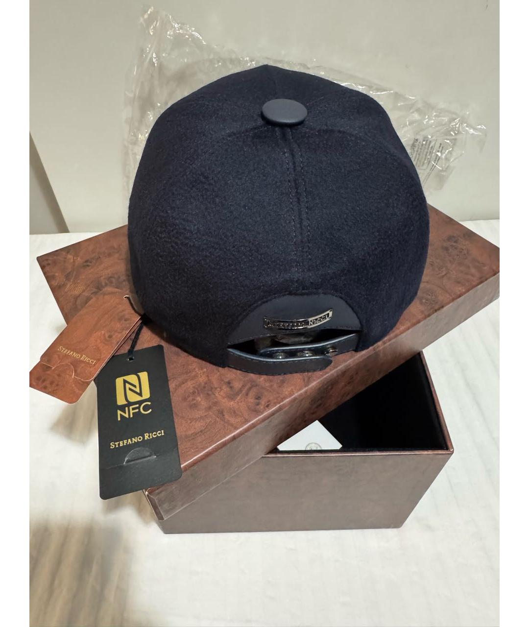STEFANO RICCI Темно-синяя кашемировая кепка/бейсболка, фото 5