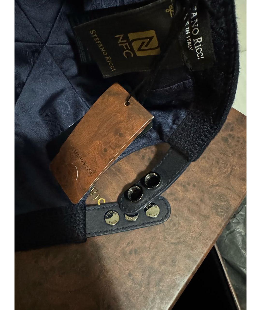 STEFANO RICCI Темно-синяя кашемировая кепка/бейсболка, фото 7