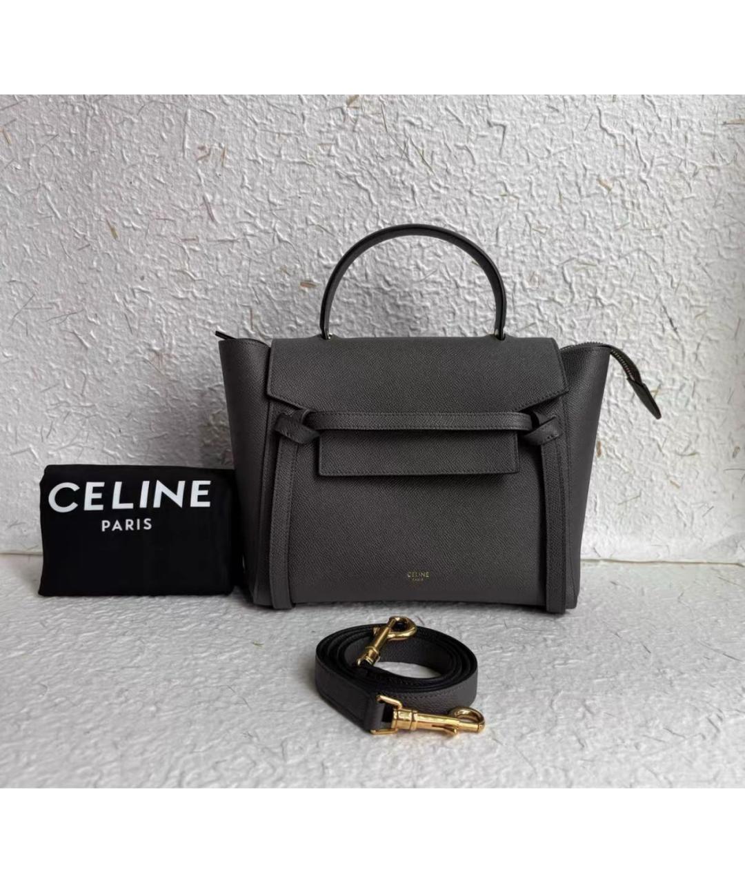 CELINE Серая кожаная сумка через плечо, фото 2