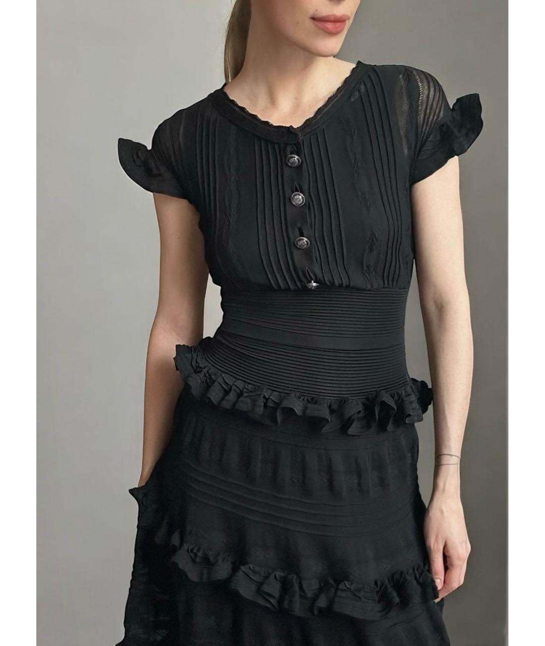 CHANEL Черное вискозное повседневное платье, фото 8