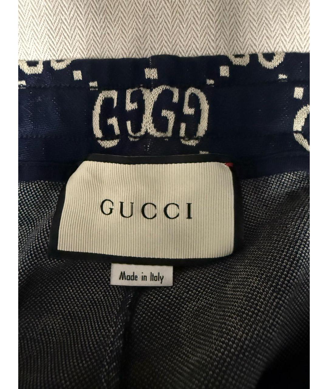 GUCCI Темно-синие повседневные брюки, фото 4