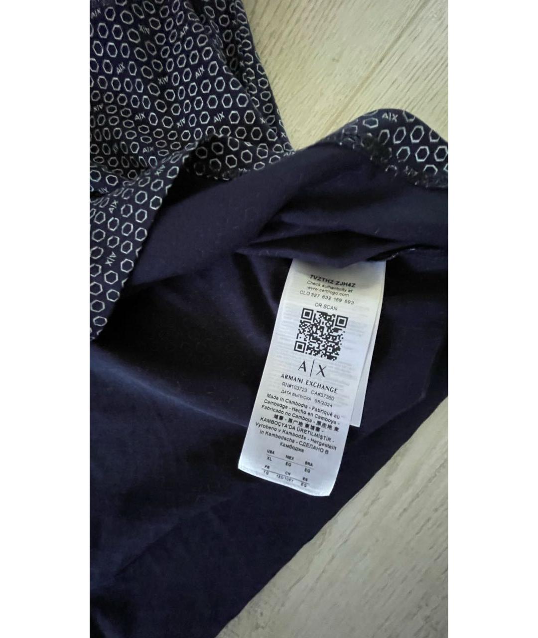 ARMANI EXCHANGE Темно-синяя хлопковая футболка, фото 4