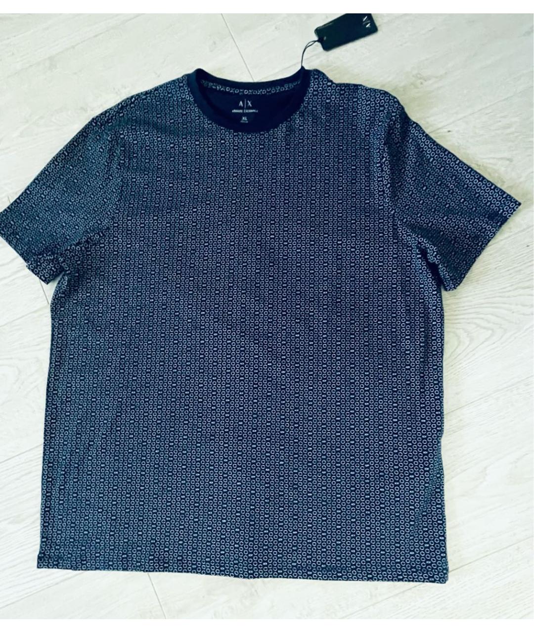 ARMANI EXCHANGE Темно-синяя хлопковая футболка, фото 2