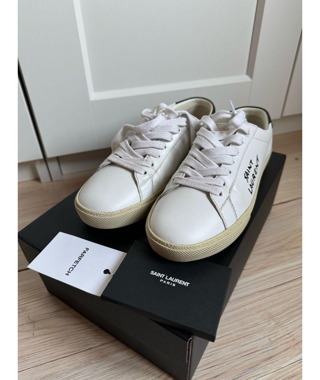 SAINT LAURENT Белые кожаные кеды, фото 3