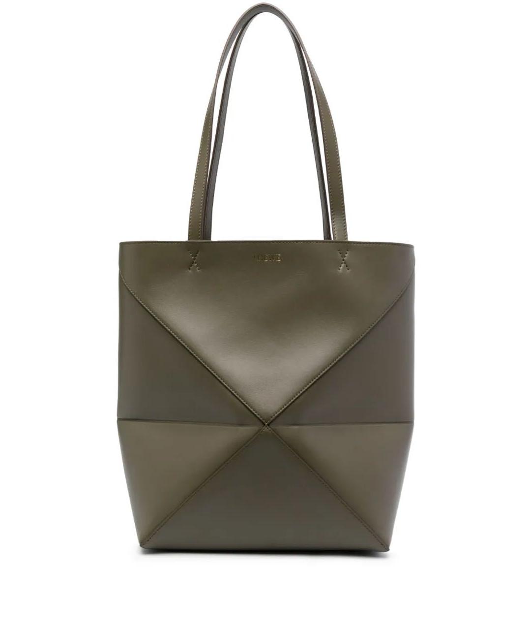LOEWE Зеленая кожаная сумка тоут, фото 8