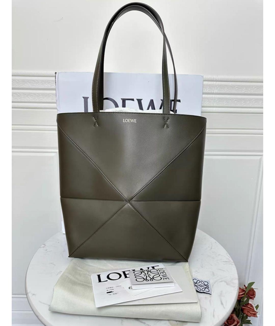 LOEWE Зеленая кожаная сумка тоут, фото 2