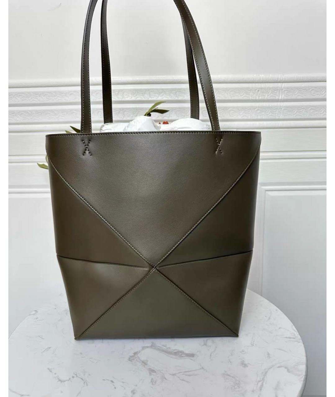 LOEWE Зеленая кожаная сумка тоут, фото 3